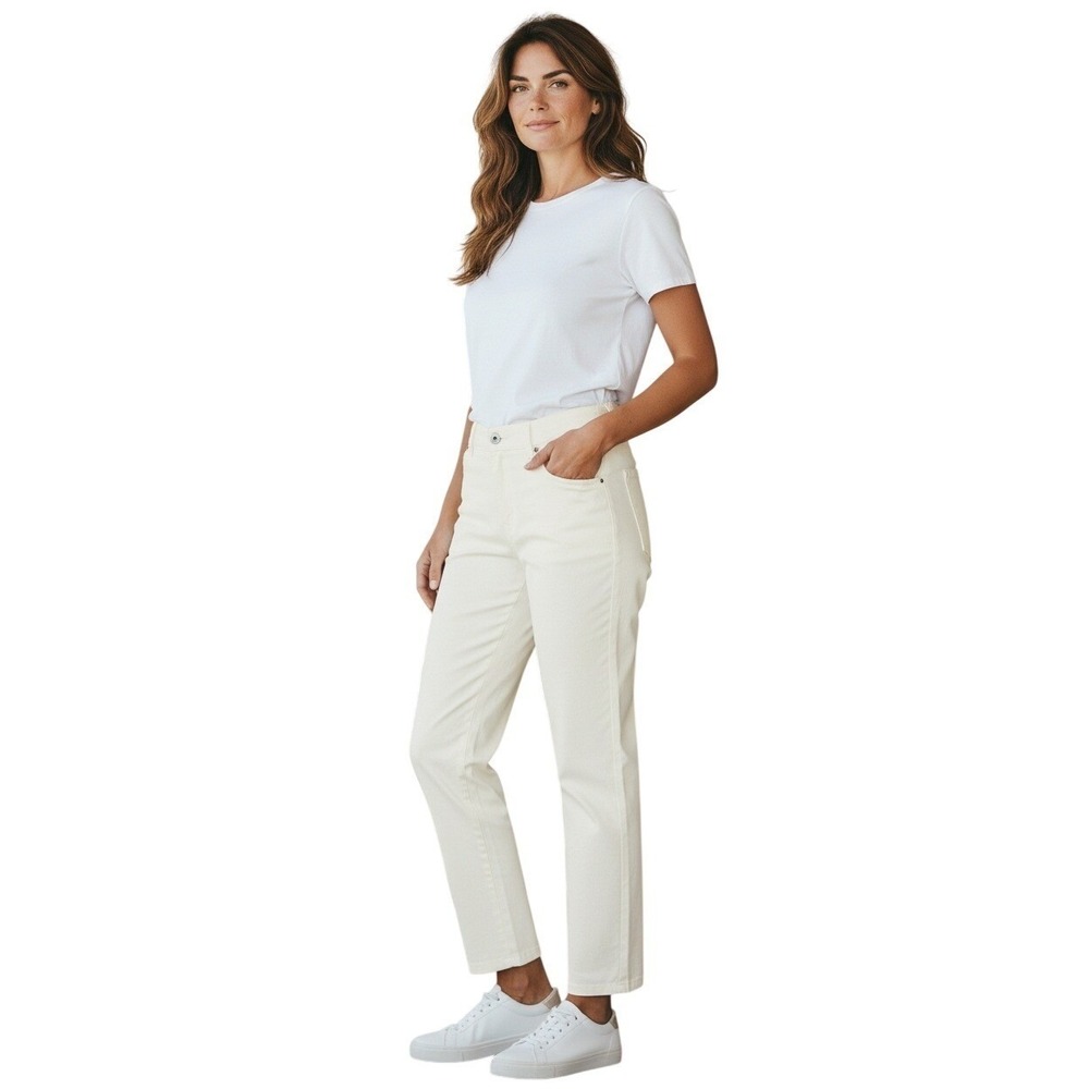 TALBOTS White Stretch Straight Leg Ankle Pants 10 30x27 Retro-Chic - Picture 7 of 7